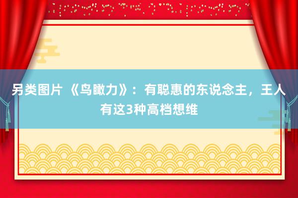 另类图片 《鸟瞰力》：有聪惠的东说念主，王人有这3种高档想维