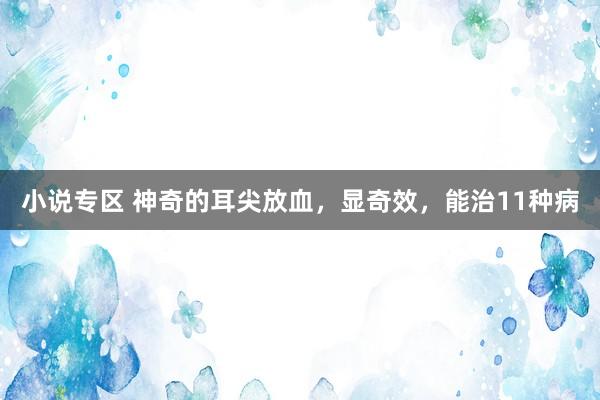 小说专区 神奇的耳尖放血，显奇效，能治11种病